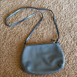 Blue, crossbody purse.